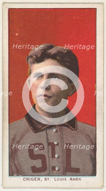Criger, St. Louis, American League, from the White Border series (T206) for the America..., 1909-11. Creator: American Tobacco Company.