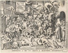 The Fall of the Magician Hermogenes (After Pieter Brueghel I), 1565. Creator: Heyden, Pieter, van der (1538-1572).