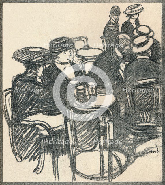 Terrasse De Café', c1920, (1923). Artist: Maxime Dethomas.