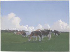 Grazing cows in a meadow, c. 1800-c. 1900. Creator: Jan Voerman I.