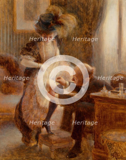 Lifting her petticoat . Creator: Guillaume, Albert (1873-1942).