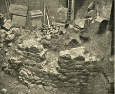 'Roman Remains Found In A Bastion of London Wall', 1908. Artist: Unknown.