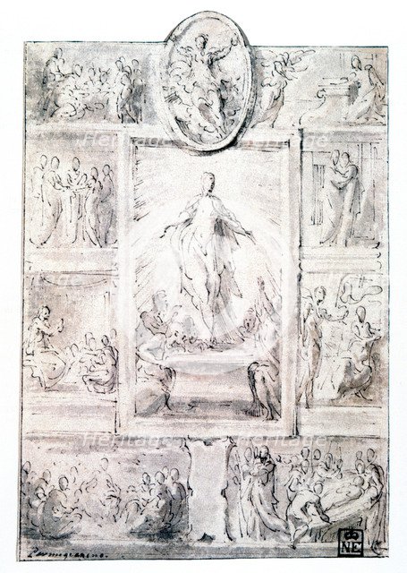 'Composition Sketch', c1513-1540. Artist: Parmigianino    