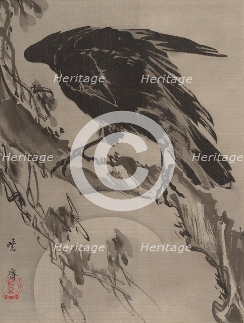 Crow and the Moon, ca. 1887. Creator: Kawanabe Kyosai.