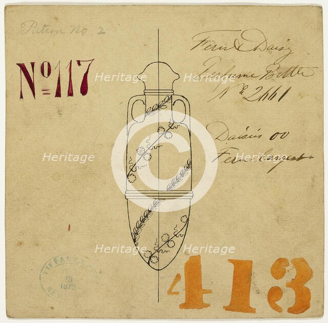 Design for Fern and Daisy Perfume Bottle No. 2661, 1870/75. Creator: Tiffany & Co.