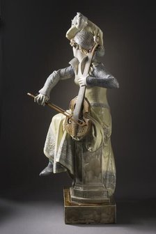 Woman Playing a 'Viola da Gamba' (image 10 of 11), between c.1880 and c.1897. Creators: Albert Ernest Carrier de Belleuse, Hippolyte Boulenger.