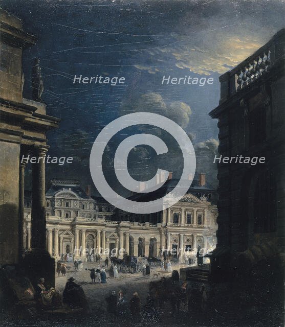 Place du Palais-Royal, in moonlight, c1765. Creator: Pierre-Antoine Demachy.