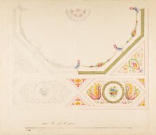 Design for a Ceiling with Swans and Cornucopias, 19th century. Creator: Anon.