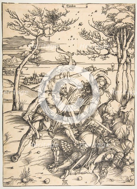 Hercules Conquering the Molionide Twins.n.d. Creator: Albrecht Durer.