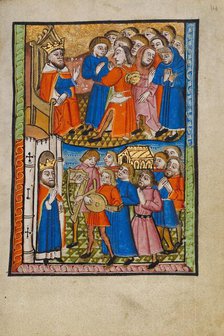 David Bringing the Ark of the Covenant to Jerusalem; Illustrated Vita Christi..., about 1480-1490. Creator: Unknown.