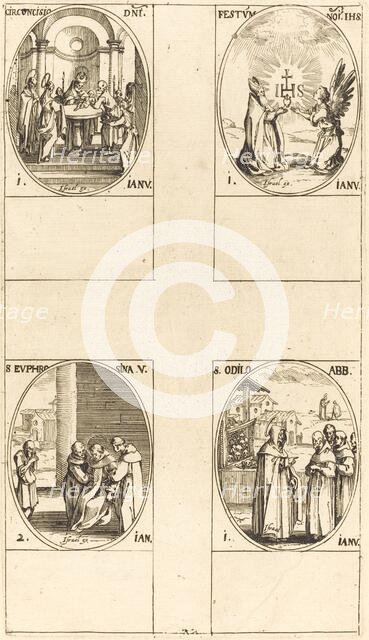Circumcision; Festival of Name of Christ; St. Odilo; St. Euphrosyna. Creator: Jacques Callot.
