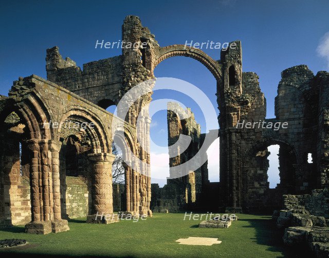 Nave in the priory church, Lindisfarne Priory, Northumberland, 1988. Artist: Unknown