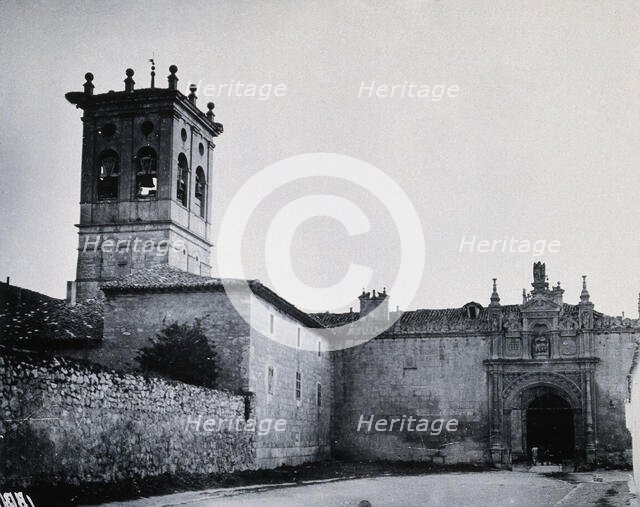 Hospital del Rey, Burgos: exterior, showing the church tower and the pilgrims' gateway, c1900. Creator: Unknown.
