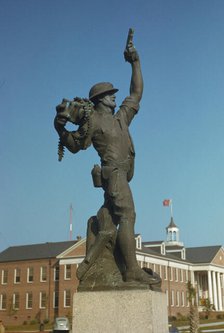 Marine statue at Parris Island, S.C. Statue called "Iron Mike" by recruits. , 1942. Creator: Alfred T Palmer.