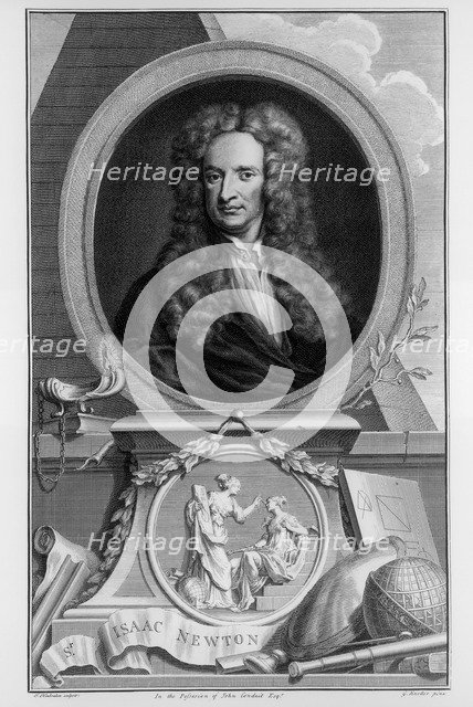Sir Isaac Newton, English scientist and mathematician, c1700. Artist: Jacobus Houbraken