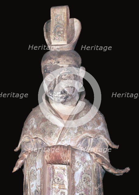 Earthenware Chinese figure of a tomb attendant, 7th century. Artist: Unknown