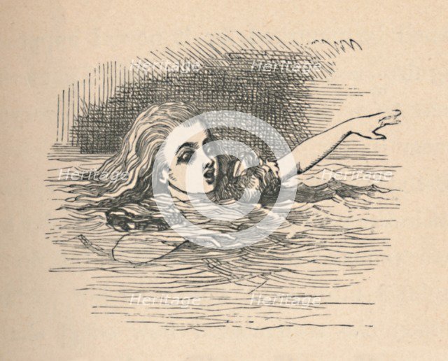 'Alice in a sea of tears', 1889. Artist: John Tenniel.