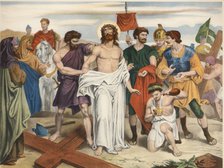 Via Crucis. Tenth Station. Jesus is stripped of his garments. Drawing by Pascual. Barsal Editions…