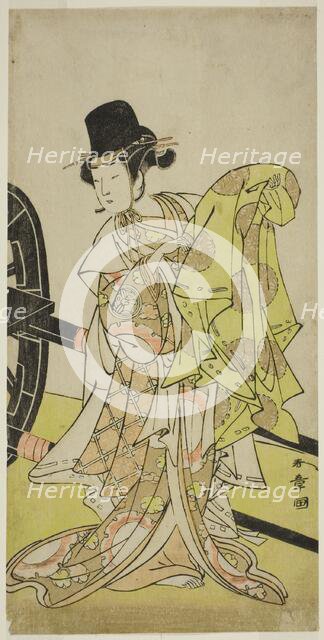 The Actor Yamashita Kinsaku II as Tsukimasu, Acting as Sakura-maru, in the Play Miya..., c. 1773. Creator: Shunsho.