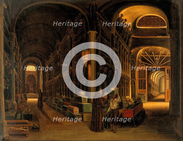 The burial vault of the Capuchins at Palermo, 1839. Creator: R E.