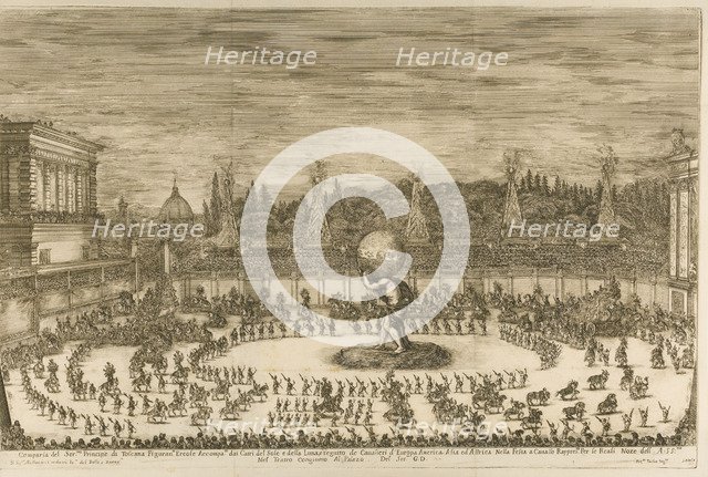 Il mondo festeggiante, balletto a cavallo on the occasion of the wedding of Cosimo de' Medici with M Artist: Della Bella, Stefano (1610-1664)