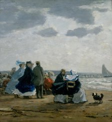 On the Beach, Dieppe, 1864. Creator: Eugene Louis Boudin.