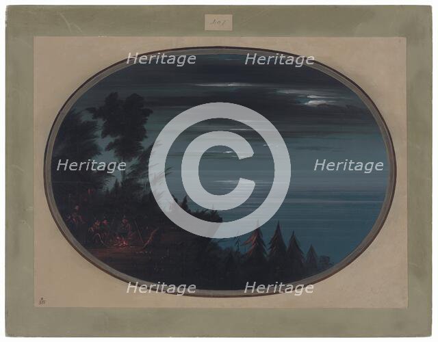 Nayas Village at Night, 1855/1869. Creator: George Catlin.