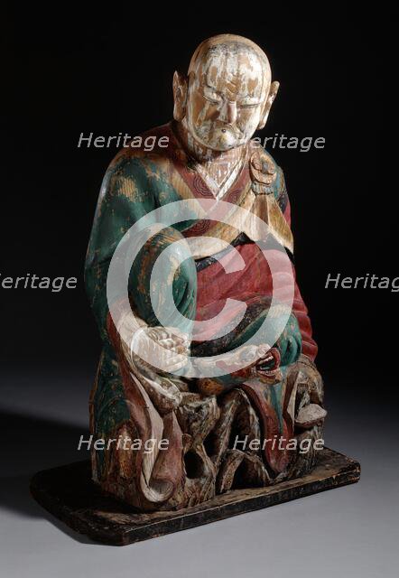 Seated Arhat (Nahan), Probably Panthaka (Pant'aga) with a Dragon, 19th century. Creator: Unknown.