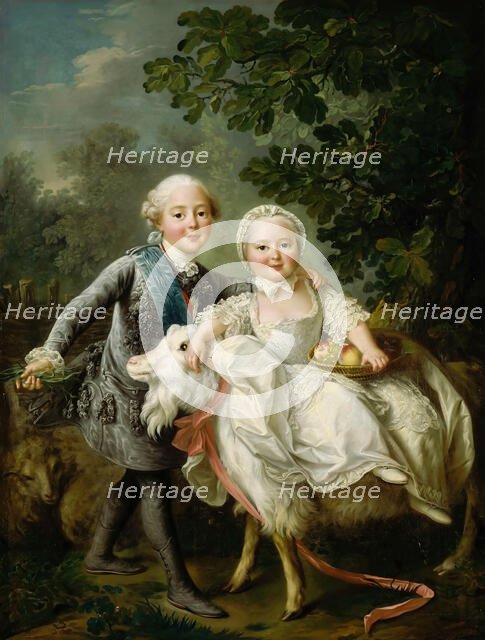Charles de Bourbon, comte d'Artois with his sister Clotilde, 1763. Creator: Drouais, François-Hubert (1727-1775).