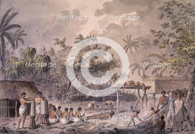 Human sacrifices at Otaheite (Tahiti), c1777-c1779. Creator: John Webber.
