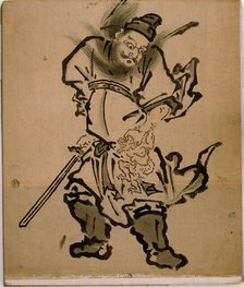 Shôki the Demon Queller, from an album of paintings of Shôki, Edo period, 18th century. Creator: Unknown.