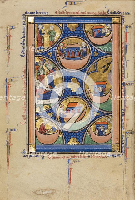 Scenes from the Life of Noah; Wenceslaus Psalter, about 1250-1260. Creator: Unknown.