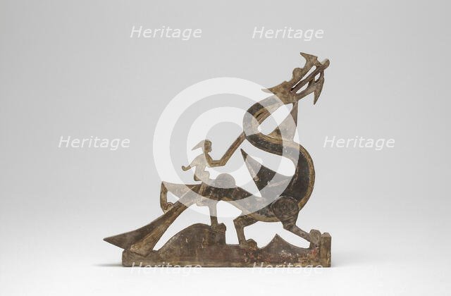 Immortals Riding Dragons: Section of a Tomb Pediment, Han dynasty, 1st century B.C./A.D. Creator: Unknown.