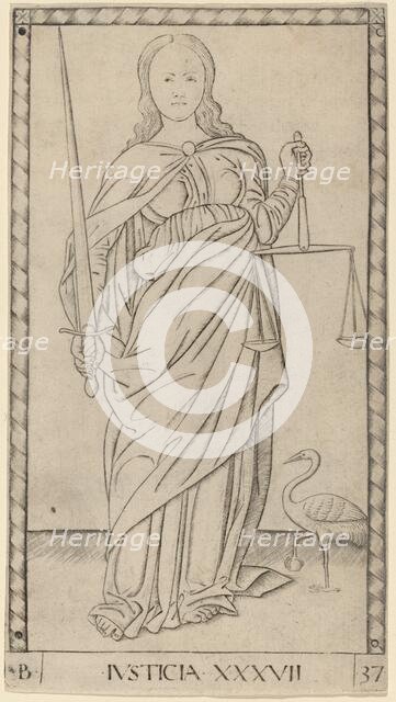 Justicia (Justice), c. 1465. Creator: Master of the E-Series Tarocchi.