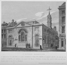 North-east view of the Church of St Botolph Aldersgate, City of London, 1814. Artist: Joseph Skelton