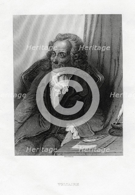 Voltaire, French Enlightenment writer, essayist, deist and philosopher, 1884. Artist: Bosselman