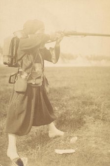 [Soldier Aiming Rifle], 1880s-90s. Creator: Unknown.