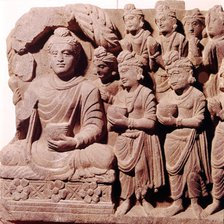 Gautama Buddha, The Presentation of the Bowls, Gandhara School. 2nd-3rd century. Artist: Unknown.