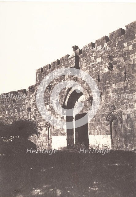 Jérusalem, Porte de David, Vue extérieure, 1854. Creator: Auguste Salzmann.