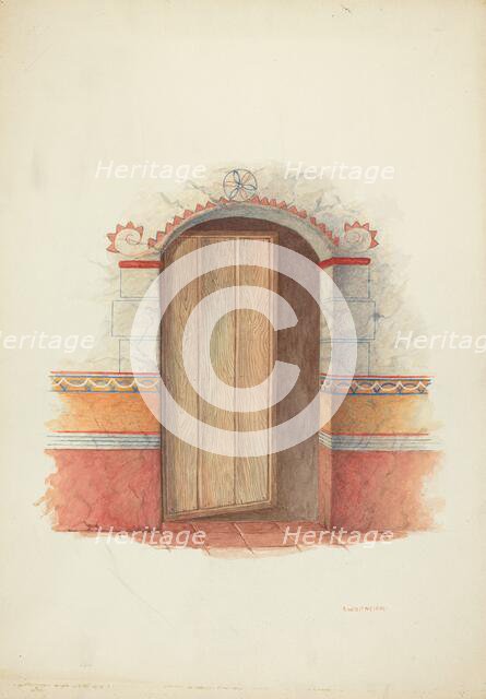 Wall Painting and Door (Interior), 1941. Creator: Robert W.R. Taylor.
