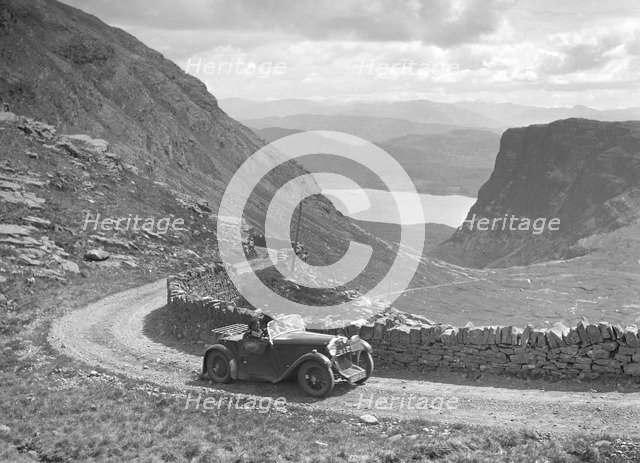 Singer of Miss O Bailey competing in the RSAC Scottish Rally, 1936. Artist: Bill Brunell.