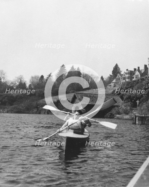 Two boys in canoe, Outward Bound School, Eskdale, Cumbria, 1950. Artist: Unknown