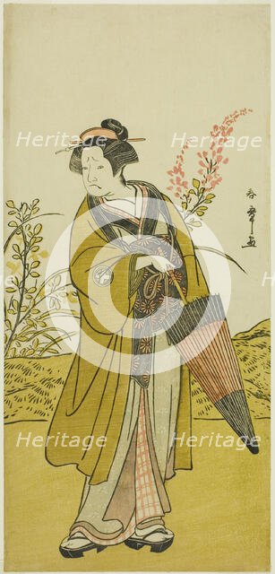 The Actor Otani Tomoemon I as Otsuma in the Play Kabuki no Hana Bandai Soga, Performed..., c. 1781. Creator: Shunsho.