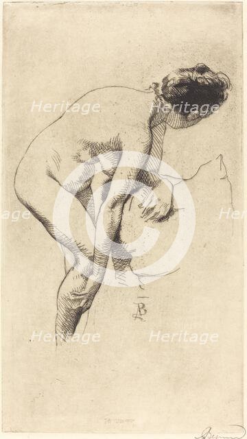 Nude Holding Her Leg (Femme nue se tenant la jambe), 1886. Creator: Paul Albert Besnard.