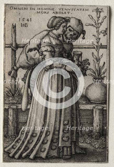 The Lady of Death Masquerading as a Fool, 1541. Creator: Hans Sebald Beham (German, 1500-1550).