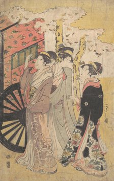 Lady in a Court Carriage Viewing Cherry Blossoms, ca. 1796 (Kansei 8). Creator: Hosoda Eishi.