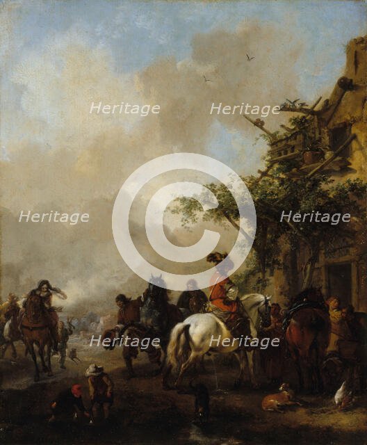 Horsemen stop, between 1639 and 1668. Creator: Philip Wouverman.