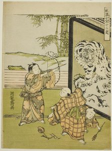 Tiger, from the series "Fashionable Children with the Twelve Signs of the Zodiac..., c. 1773. Creator: Isoda Koryusai.