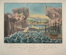 View of the Island of St. Helena from the side of the landing place near the Fort James, 1815. Artist: Anonymous  