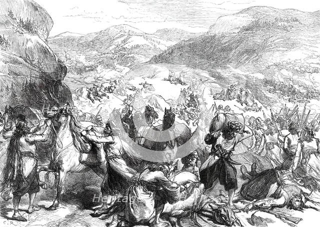 The War in the Herzegovina: insurgents surprising a Turkish convoy...1876. Creator: Unknown.